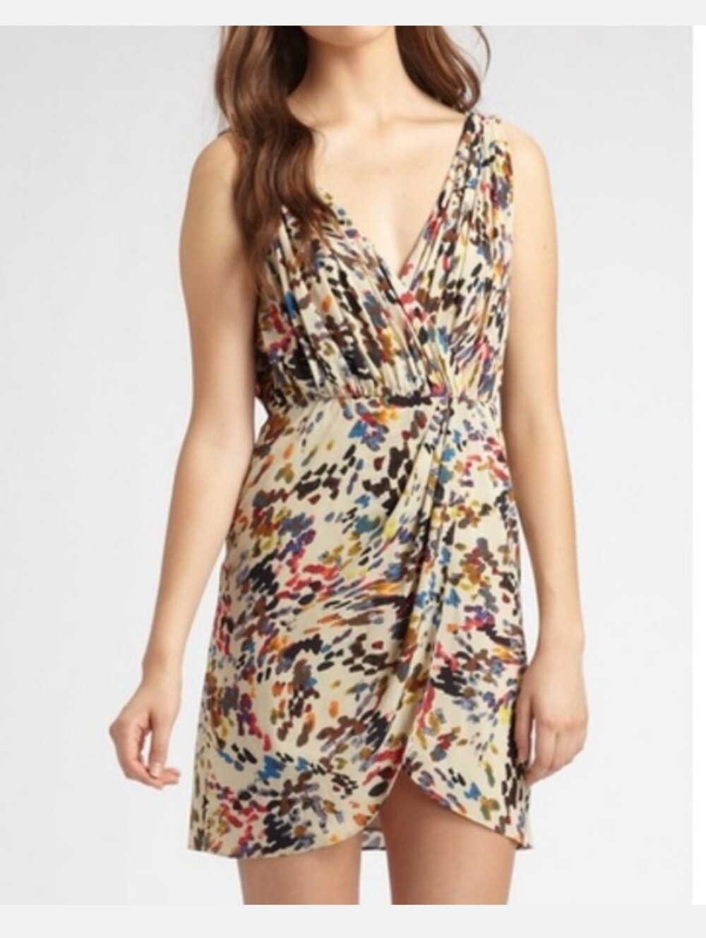 Alice + Olivia Multicolor Printed Mini Dress on Cream